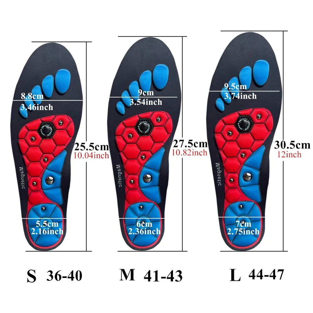 Magnetic Shoe Insoles with Raised Pressure Points and Trim to Fit Design