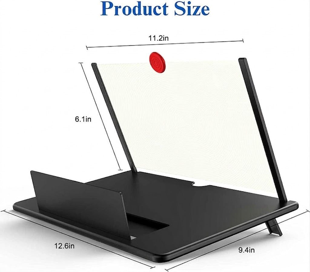 Phone Screen Magnifier with 3D Acrylic Lens and Anti-Slip Mat, 16 Inch Foldable