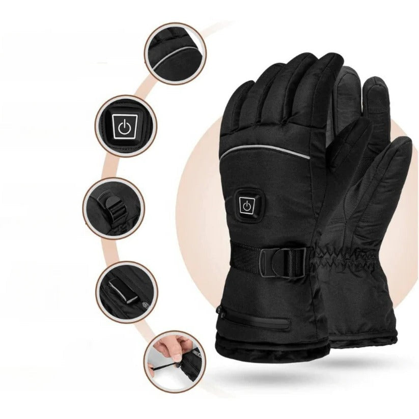 Heated Gloves with Touchscreen Fingertips and Three-Level Temperature Control
