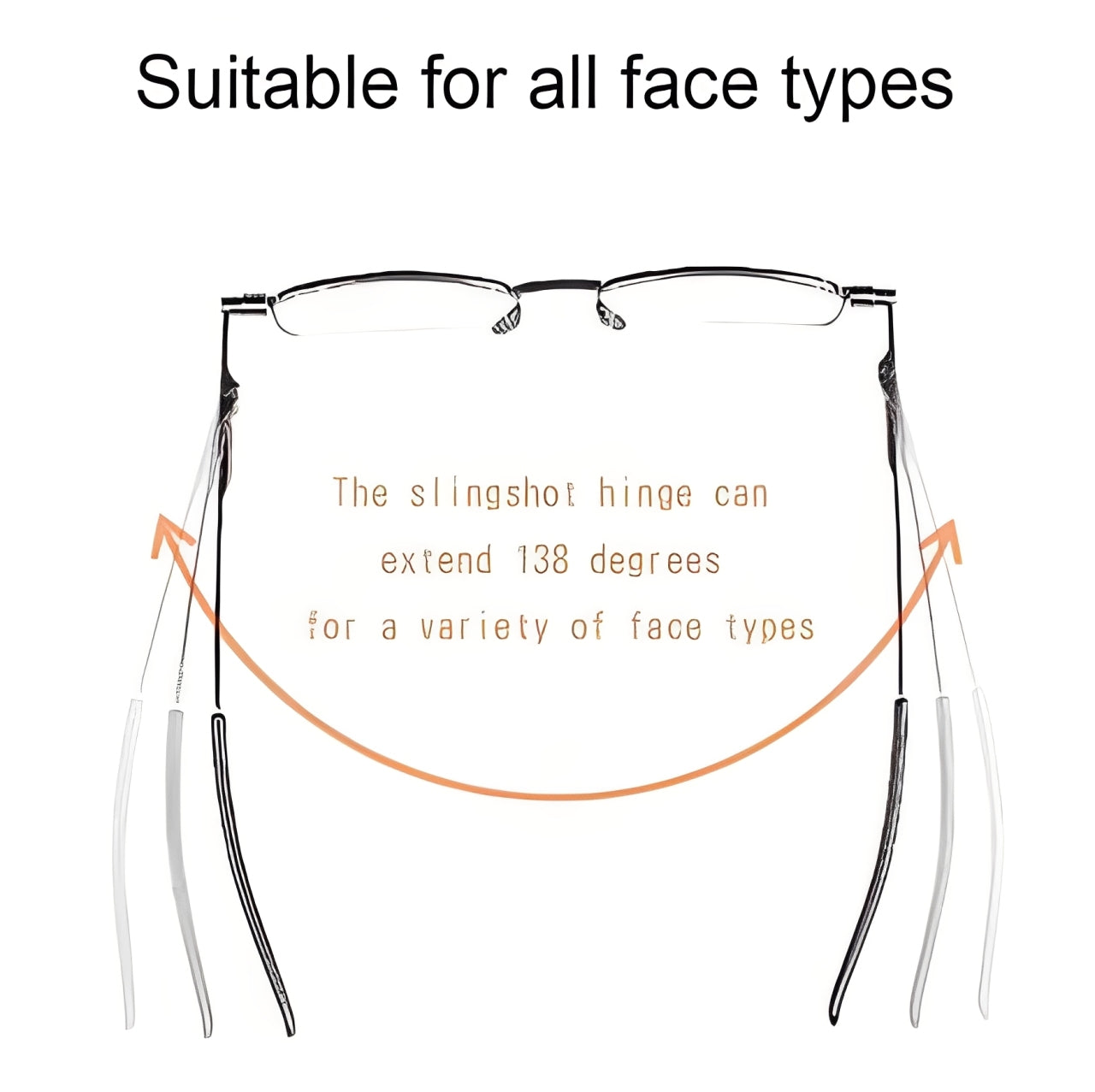 Foldable Reading Glasses with Spring Loaded Hinge and Protective Case