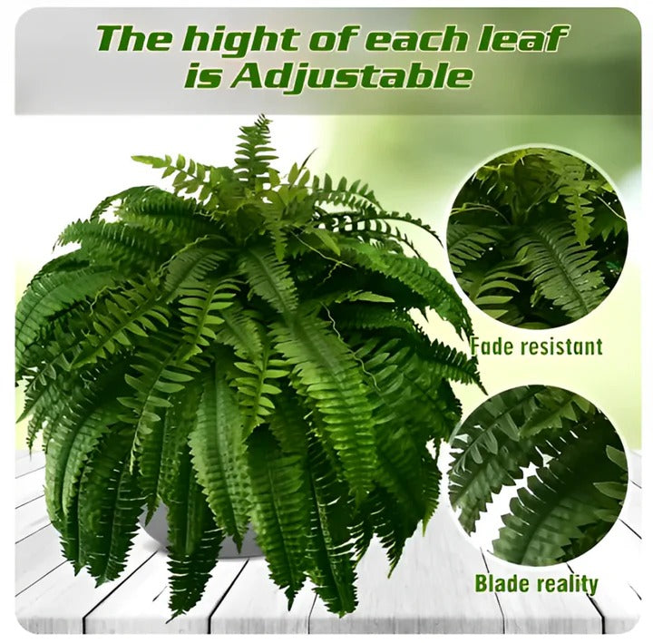 Add Greenery Without Watering with This Artificial Fern (UV-Resistant Polyethylene Leaves, Water-Resistant Build)