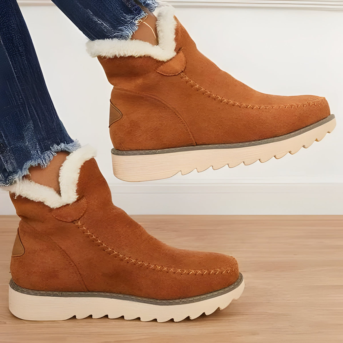 Ankle Boots For Women Snow Footwear With Faux Fur Lining