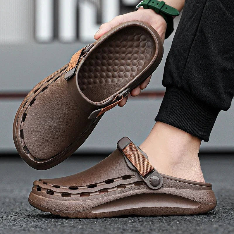 Men's Clogs with Adjustable Heel Strap and Traction Outsole