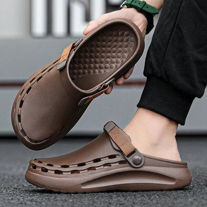 Men's Clogs with Adjustable Heel Strap and Traction Outsole