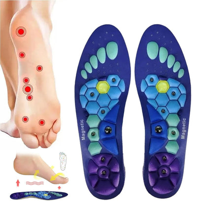 Magnetic Shoe Insoles with Raised Pressure Points and Trim to Fit Design