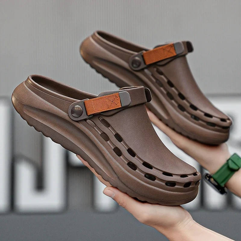 Men's Clogs with Adjustable Heel Strap and Traction Outsole