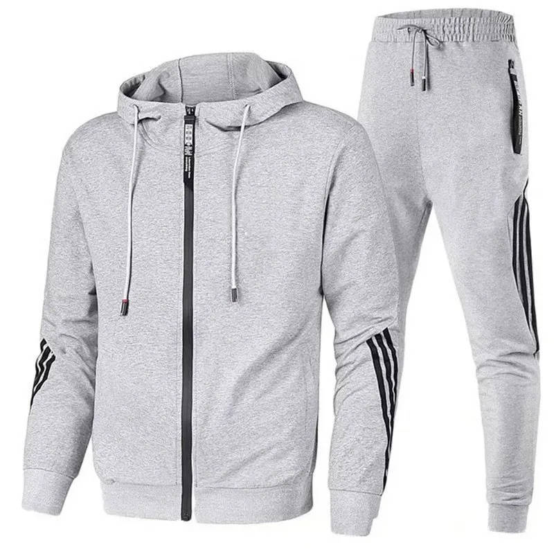 Men's Cotton Polyester Blend Set with Full Zip Hoodie and Jogger Pants