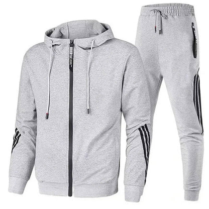 Men's Cotton Polyester Blend Set with Full Zip Hoodie and Jogger Pants