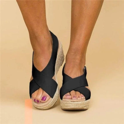 Women's Wedge Sandals with Anatomical Footbed and Adjustable Cross Straps