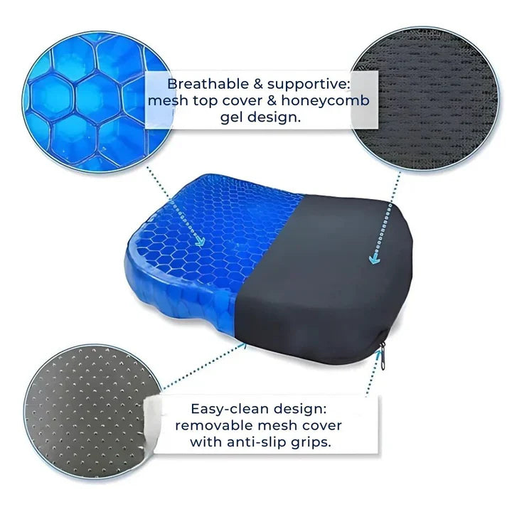 Gel Seat Cushion with Honeycomb Design for Office, Car, and Wheelchair
