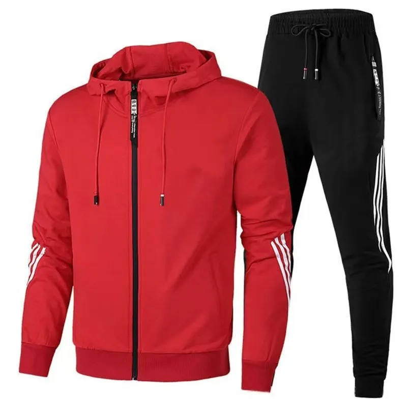 Men's Cotton Polyester Blend Set with Full Zip Hoodie and Jogger Pants