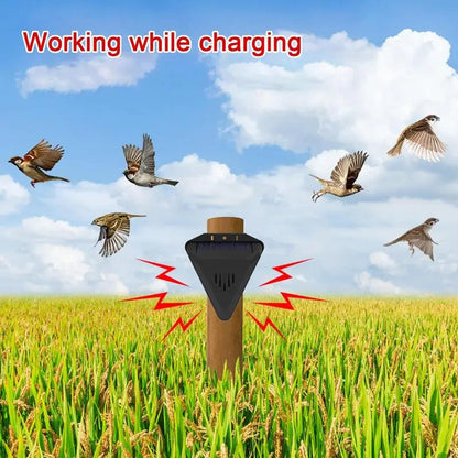 Solar Powered Animal Deterrent with 13 Predator Sounds and Automatic Day Night Cycle