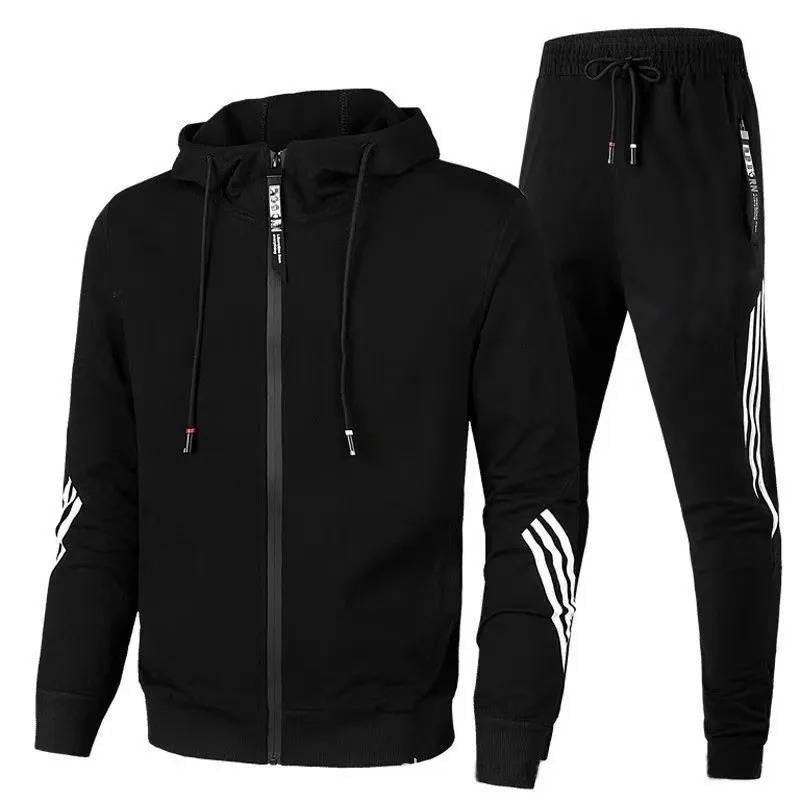 Men's Cotton Polyester Blend Set with Full Zip Hoodie and Jogger Pants
