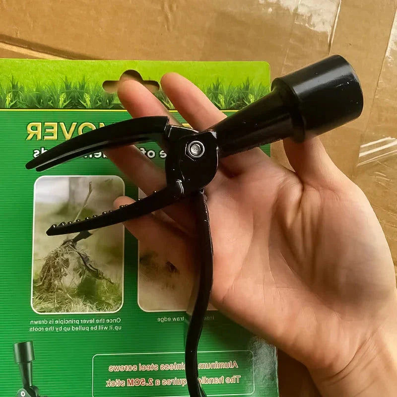 Standing Weed Puller with Detachable Handle and Barbed Root Grip