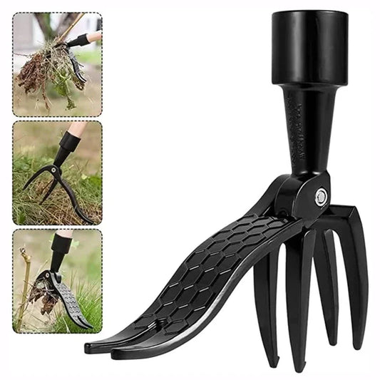Standing Weed Puller with Detachable Handle and Barbed Root Grip