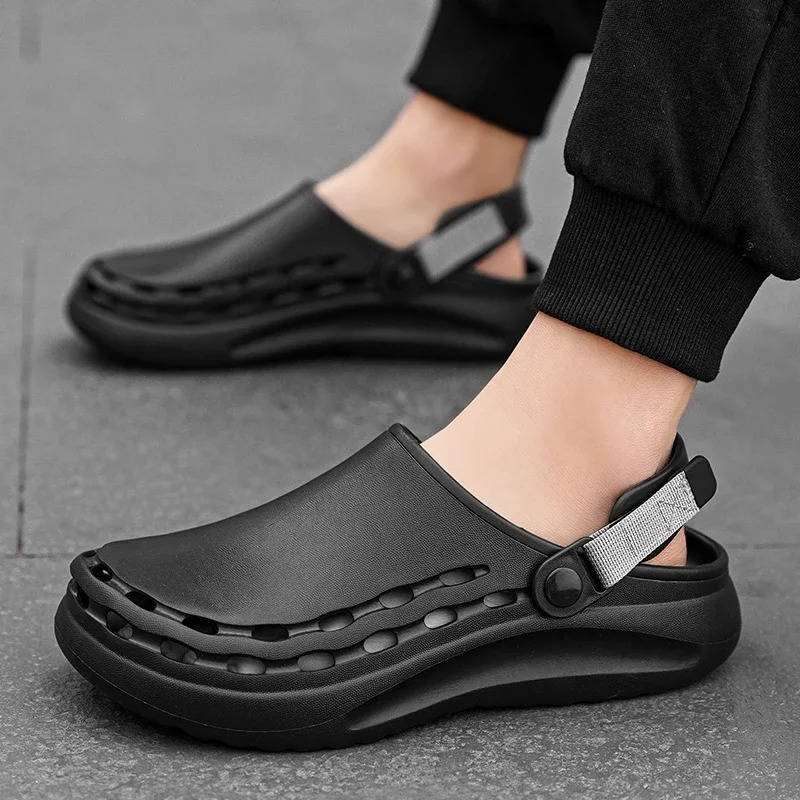 Men's Clogs with Adjustable Heel Strap and Traction Outsole