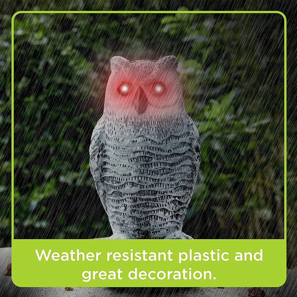 Owl Decoy with Rotating Head and Flashing Eyes, Sound Deterrent