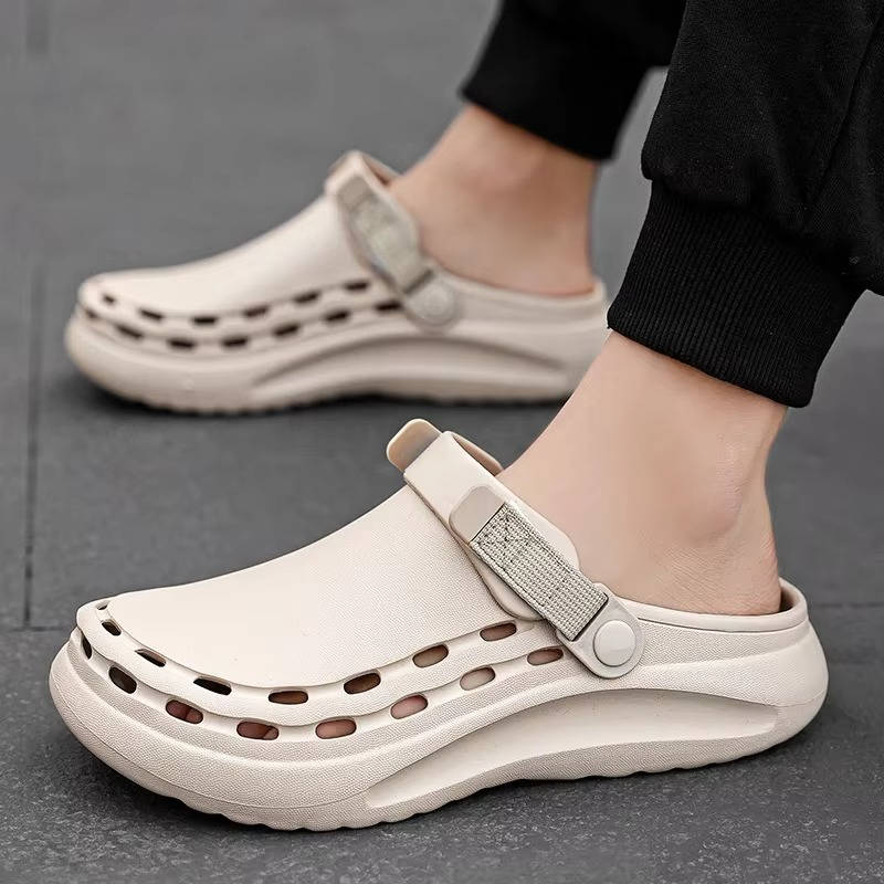 Men's Clogs with Adjustable Heel Strap and Traction Outsole