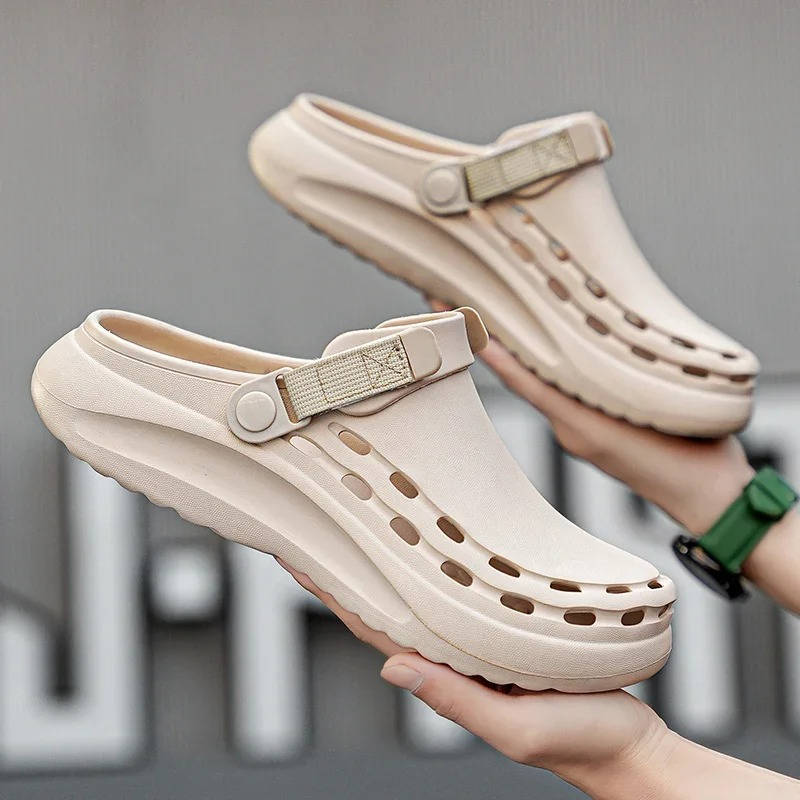 Men's Clogs with Adjustable Heel Strap and Traction Outsole
