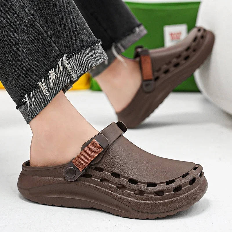 Men's Clogs with Adjustable Heel Strap and Traction Outsole
