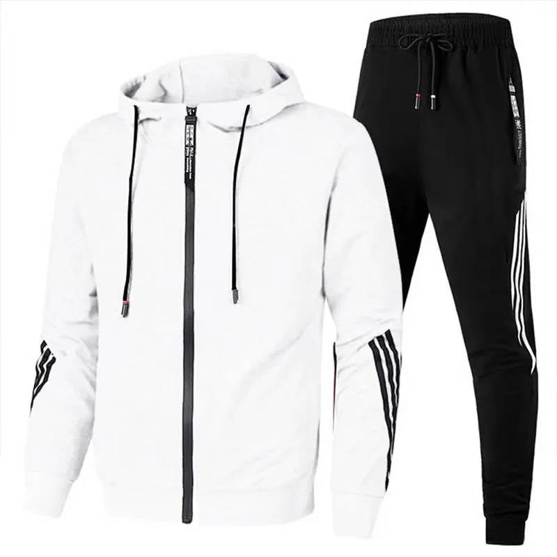 Men's Cotton Polyester Blend Set with Full Zip Hoodie and Jogger Pants