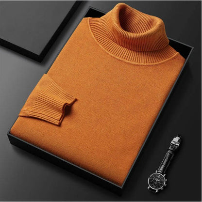 Slim Fit Cotton Blend Turtleneck with Twisted Ribbing and Anti Pilling Treatment