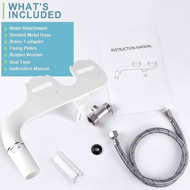 Bidet Attachment with Dual Nozzle Wash and Adjustable Water Pressure, Ultra Thin Design