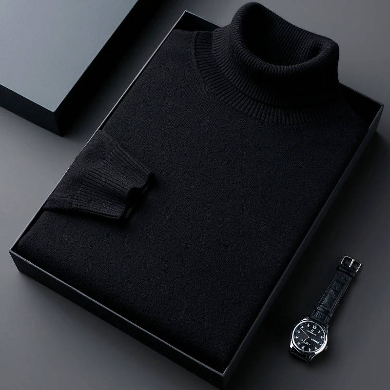 Slim Fit Cotton Blend Turtleneck with Twisted Ribbing and Anti Pilling Treatment