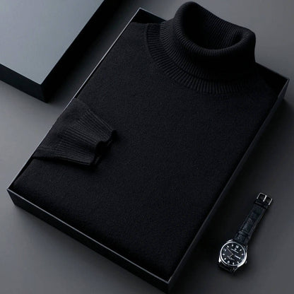 Slim Fit Cotton Blend Turtleneck with Twisted Ribbing and Anti Pilling Treatment
