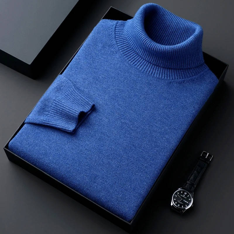 Slim Fit Cotton Blend Turtleneck with Twisted Ribbing and Anti Pilling Treatment