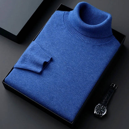 Slim Fit Cotton Blend Turtleneck with Twisted Ribbing and Anti Pilling Treatment