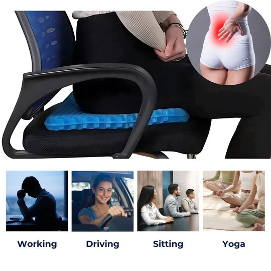 Gel Seat Cushion with Honeycomb Design for Office, Car, and Wheelchair