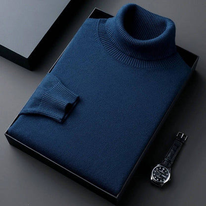 Slim Fit Cotton Blend Turtleneck with Twisted Ribbing and Anti Pilling Treatment