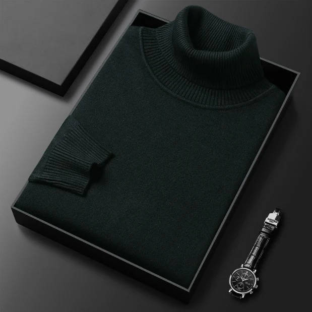 Slim Fit Cotton Blend Turtleneck with Twisted Ribbing and Anti Pilling Treatment