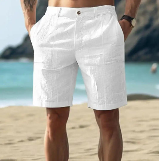 Linen Shorts for Men with Drawstring Waist and Multiple Pockets