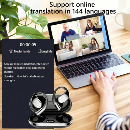 Real Time Translation Earbuds with HiFi Sound and 144 Languages, Wireless Smartphone Compatible