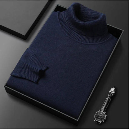 Slim Fit Cotton Blend Turtleneck with Twisted Ribbing and Anti Pilling Treatment