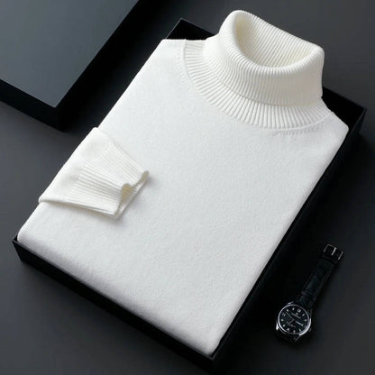 Slim Fit Cotton Blend Turtleneck with Twisted Ribbing and Anti Pilling Treatment