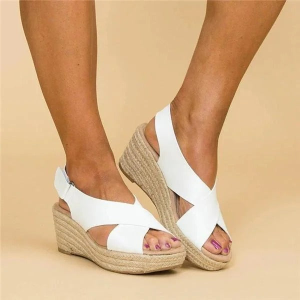 Women's Wedge Sandals with Anatomical Footbed and Adjustable Cross Straps