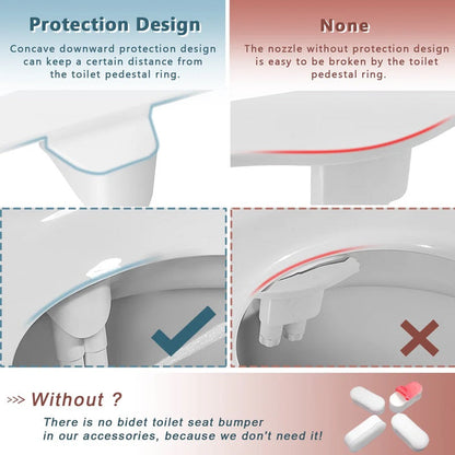 Bidet Attachment with Dual Nozzle Wash and Adjustable Water Pressure, Ultra Thin Design