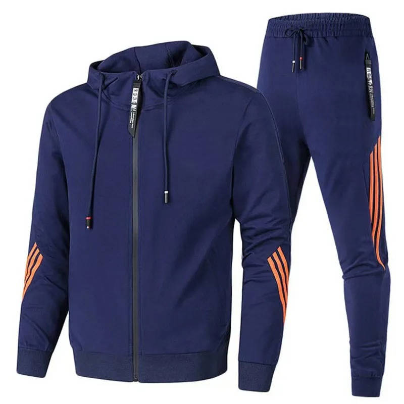 Men's Cotton Polyester Blend Set with Full Zip Hoodie and Jogger Pants