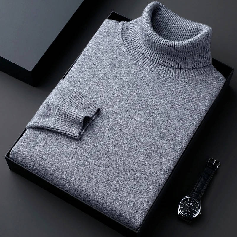 Slim Fit Cotton Blend Turtleneck with Twisted Ribbing and Anti Pilling Treatment
