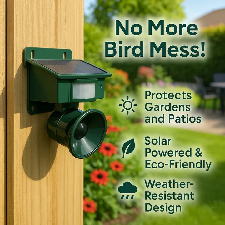 Automatic Motion Sensor Bird Deterrent with Adjustable Sound and Weather Resistant Design