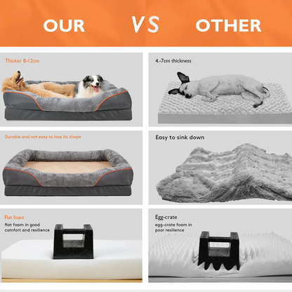 Cushioned Dog Bed with Orthopedic Foam and Raised Walls, Machine Washable