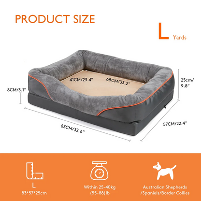 Cushioned Dog Bed with Orthopedic Foam and Raised Walls, Machine Washable