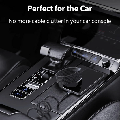 Magnetic Charging Cable with Auto-Coiling System and Dual Device Tips, 3.3ft