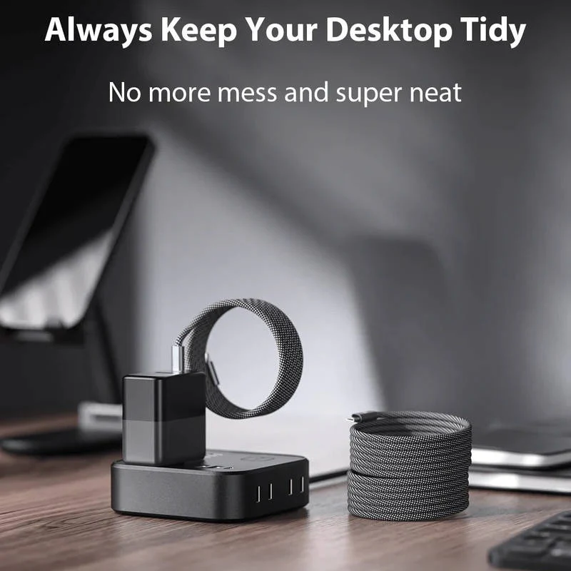 Magnetic Charging Cable with Auto-Coiling System and Dual Device Tips, 3.3ft