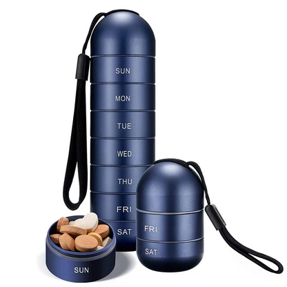 Weekly Pill Organizer with Aluminum Alloy Design and Silicone Seal