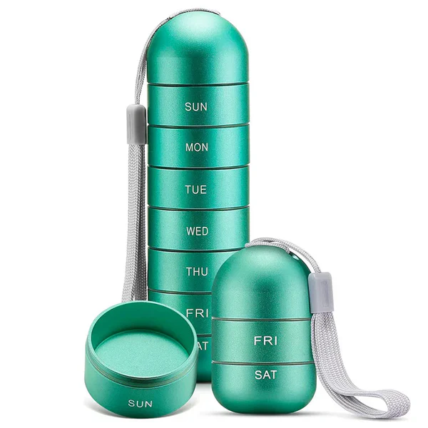Weekly Pill Organizer with Aluminum Alloy Design and Silicone Seal
