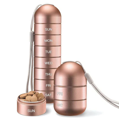 Weekly Pill Organizer with Aluminum Alloy Design and Silicone Seal
